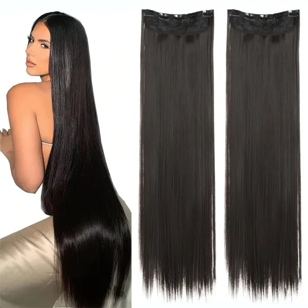 Synthetic Long Straight Hair 5 Clips Hair Extensions 1