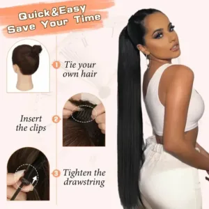 Straight Drawstring Ponytail Extension 6