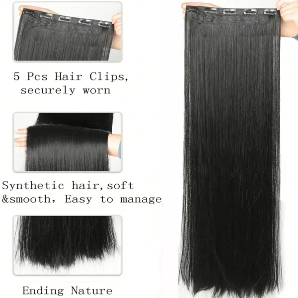 Synthetic Long Straight Hair 5 Clips Hair Extensions 2