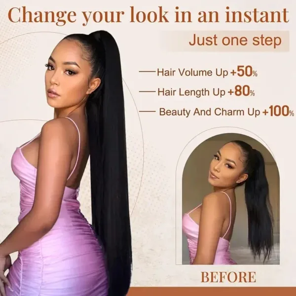 Straight Drawstring Ponytail Extension 3